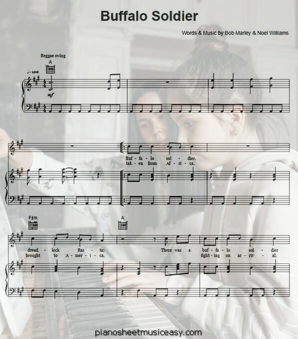 buffalo soldier printable free sheet music for piano 