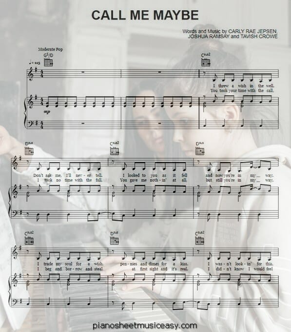 call me maybe printable free sheet music for piano 