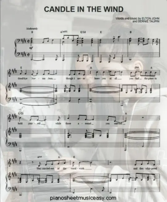 candle in the wind printable free sheet music for piano 