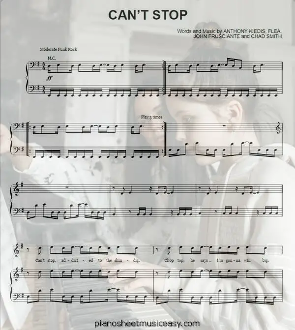cant stop printable free sheet music for piano 
