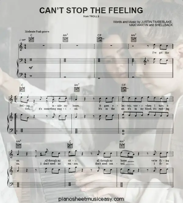 cant stop the feeling printable free sheet music for piano 