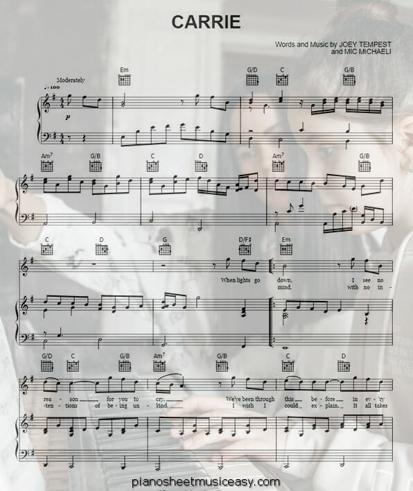 carrie printable free sheet music for piano 