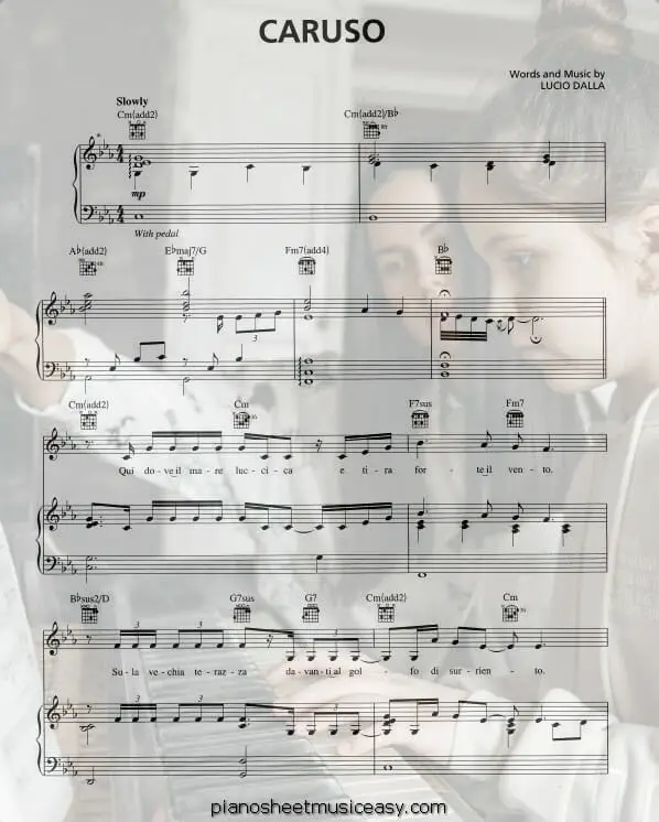 caruso printable free sheet music for piano 