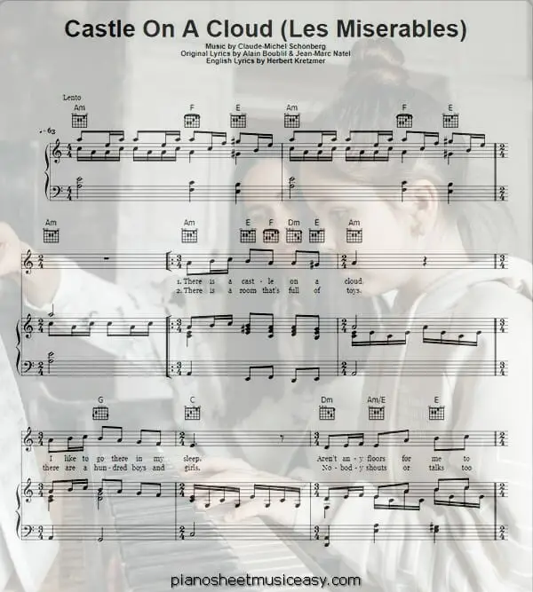 castle on cloud printable free sheet music for piano 