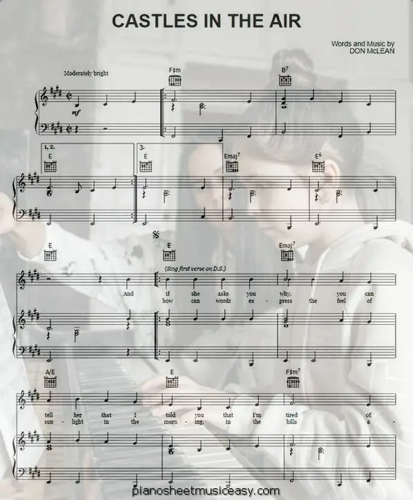 castles in the air printable free sheet music for piano 