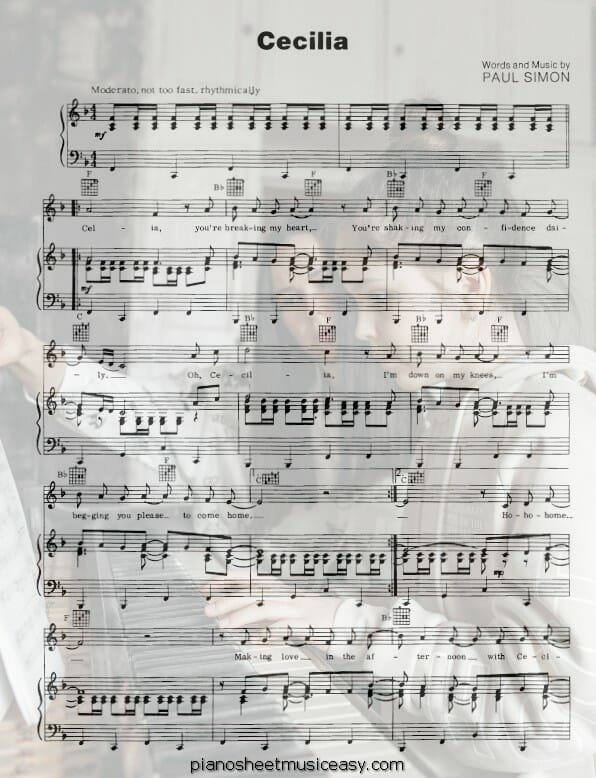 cecilia printable free sheet music for piano 