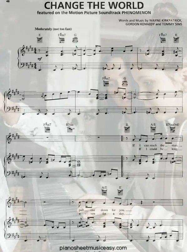 change the world piano printable free sheet music for piano 