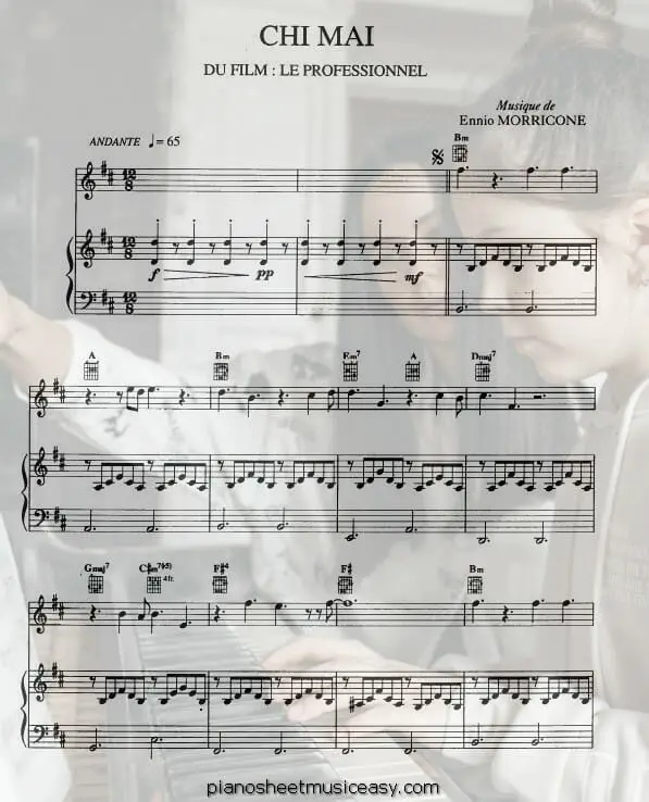chi mai printable free sheet music for piano 