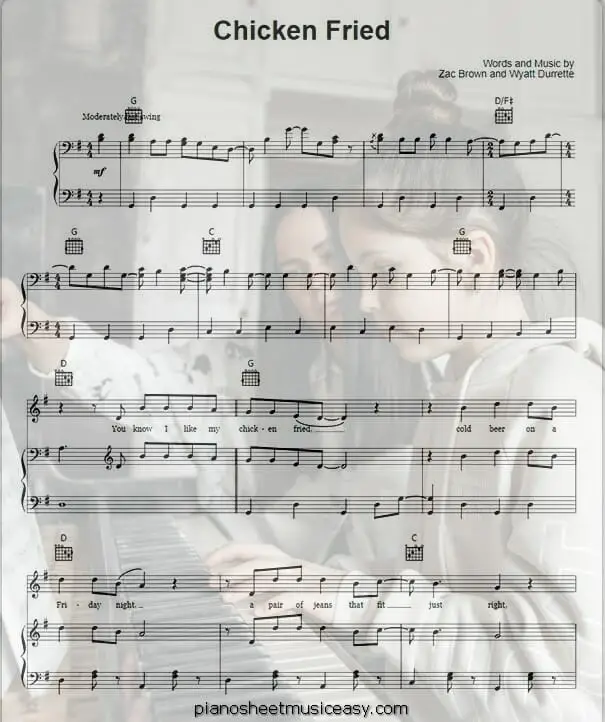 chicken fried printable free sheet music for piano 