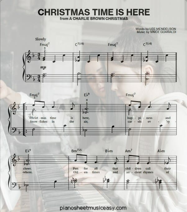 christmas time is here easy piano printable free sheet music for piano 