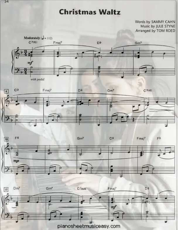 christmas waltz printable free sheet music for piano 