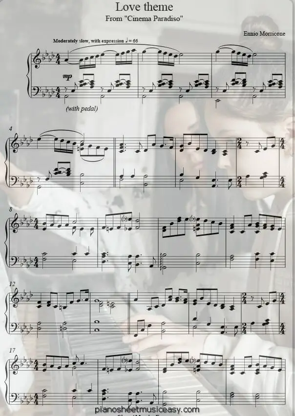 cinema paradiso printable free sheet music for piano 