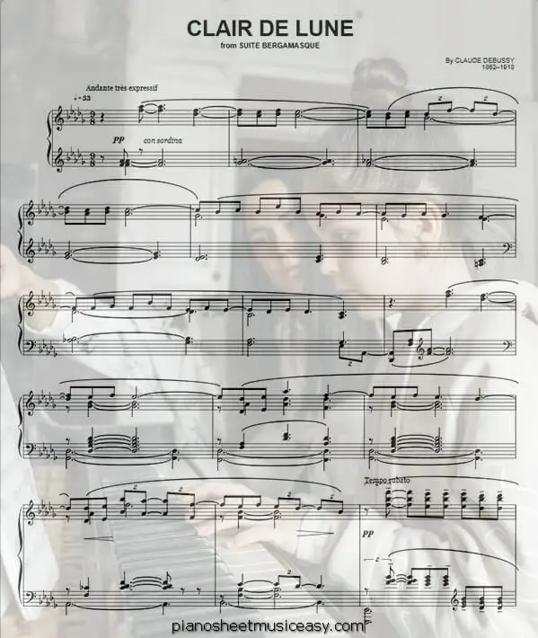 clair de lune printable free sheet music for piano 