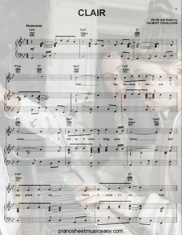 clair printable free sheet music for piano 