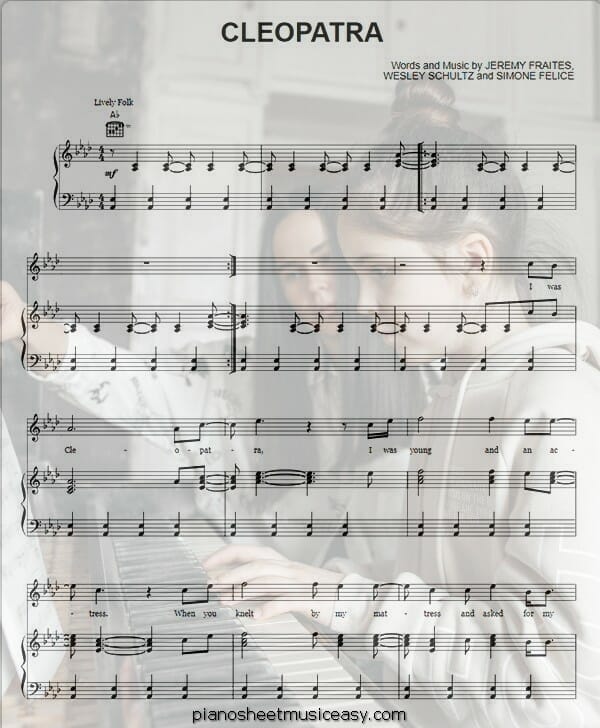 cleopatra printable free sheet music for piano 