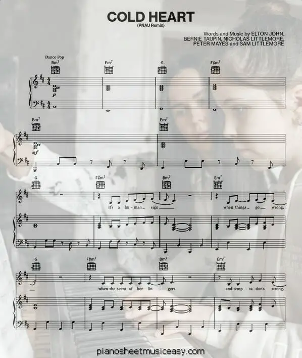 cold heart printable free sheet music for piano 