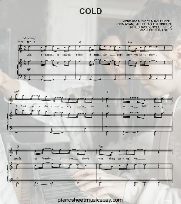 cold printable free sheet music for piano 