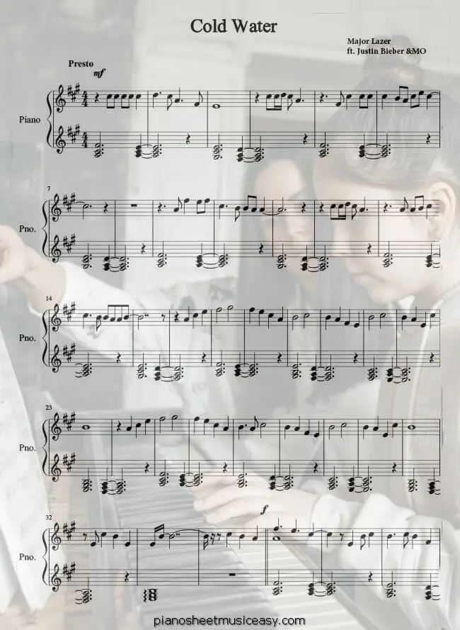 cold water printable free sheet music for piano 
