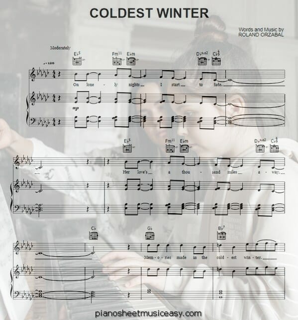 coldest winter printable free sheet music for piano 