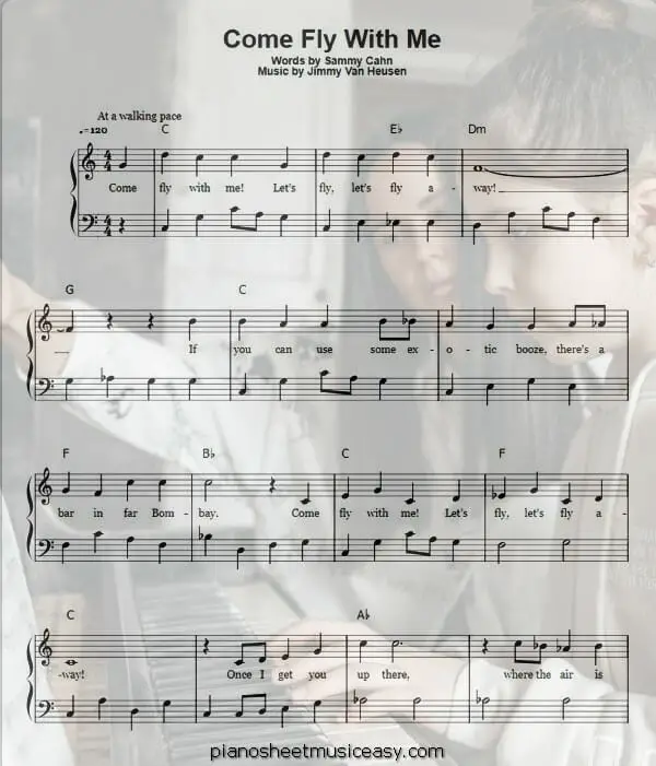 come fly with me easy piano sheet music free pdf