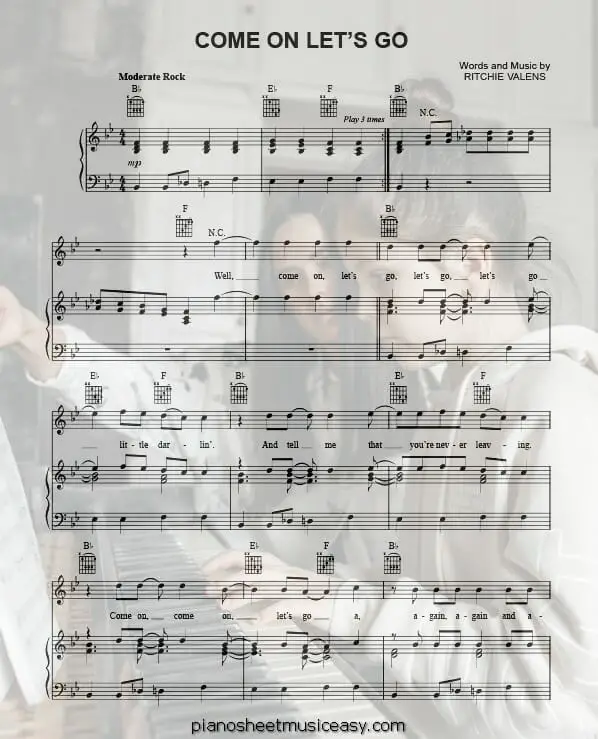 come on lets go printable free sheet music for piano 