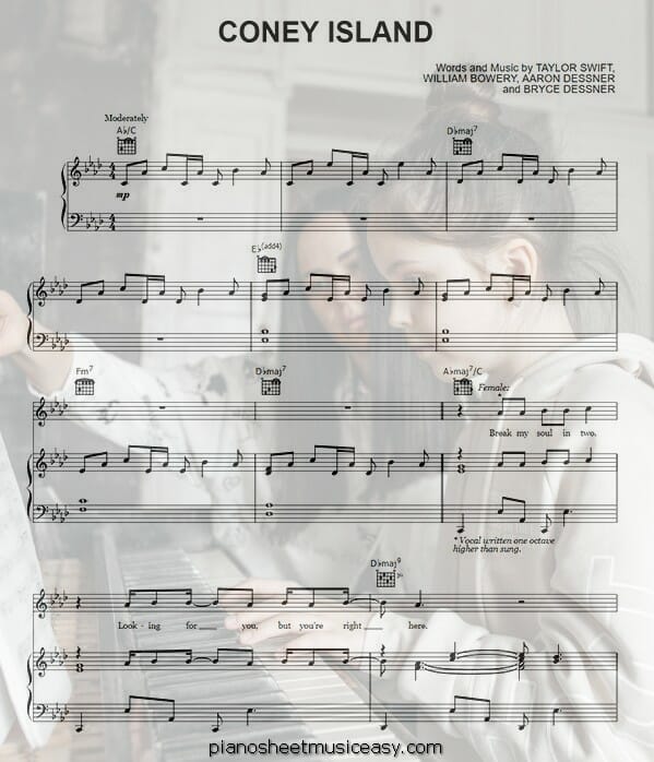 coney island printable free sheet music for piano 