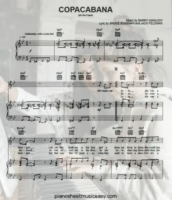 copacabana printable free sheet music for piano 