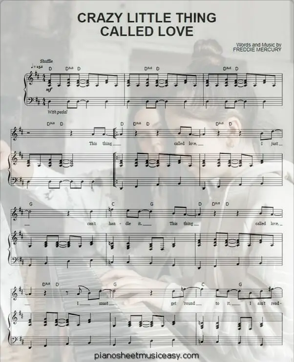 crazy little thing called love printable free sheet music for piano 