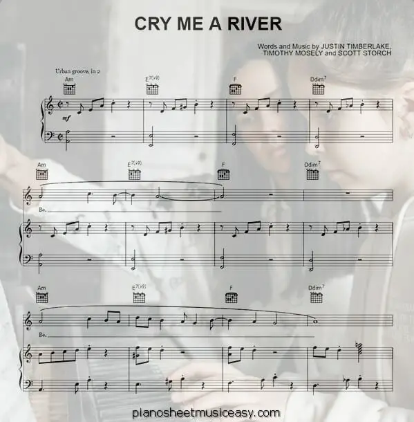 cry me a river printable free sheet music for piano 
