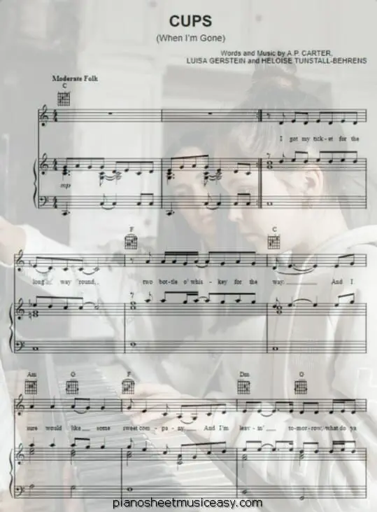 cups printable free sheet music for piano 