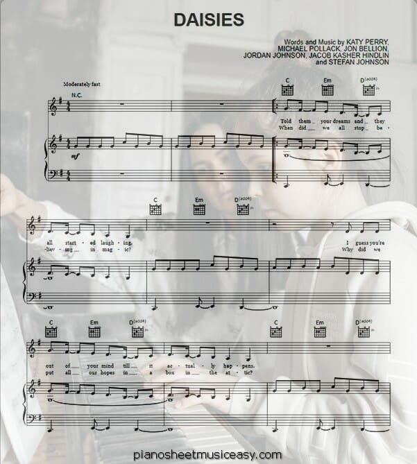 daisies printable free sheet music for piano 