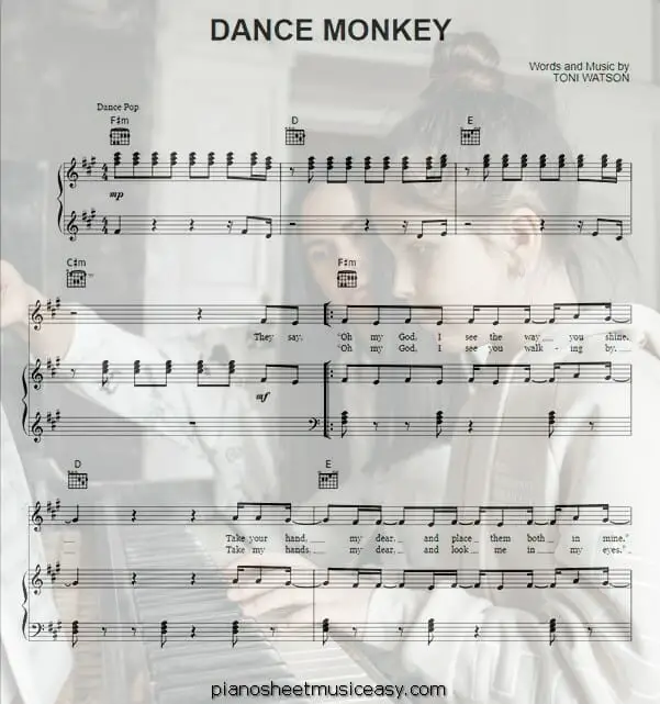 dance monkey printable free sheet music for piano 