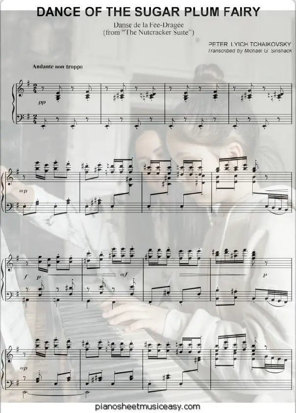 dance of the sugar plum fairy tchaikovsky printable free sheet music for piano 