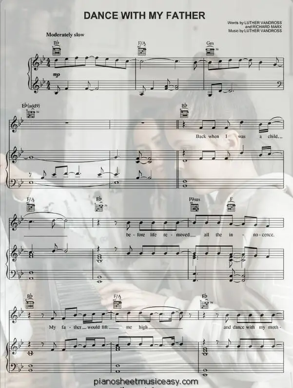 dance with my father printable free sheet music for piano 