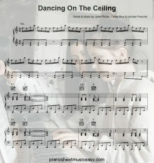 dancing on the ceiling printable free sheet music for piano 