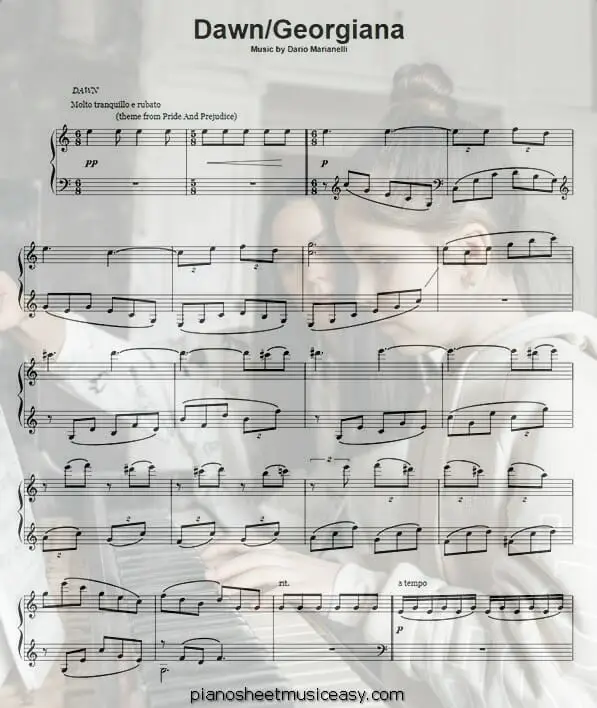 dawn georgiana printable free sheet music for piano 