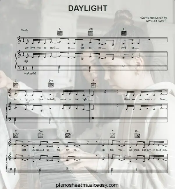 daylight printable free sheet music for piano 