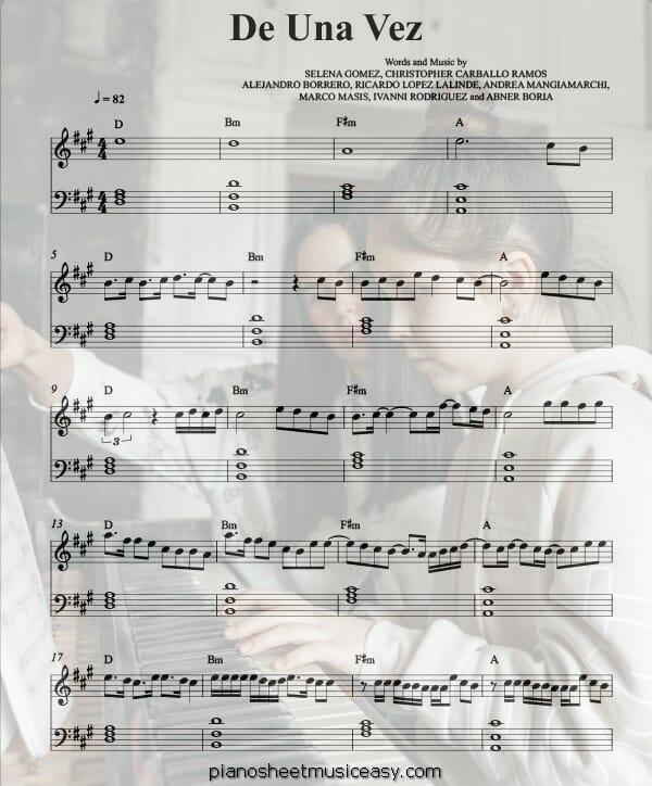 de una vez printable free sheet music for piano 