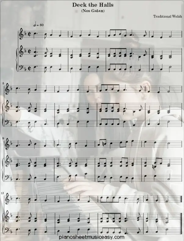 deck the halls flute printable free sheet music for piano 