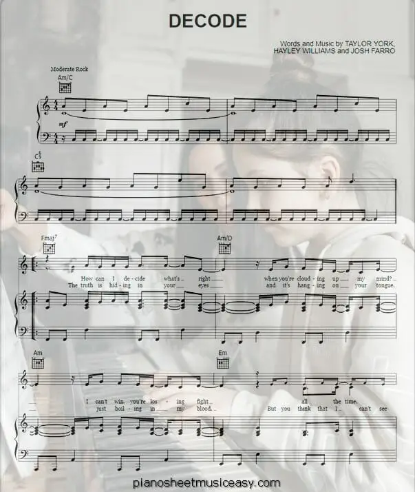 decode printable free sheet music for piano 
