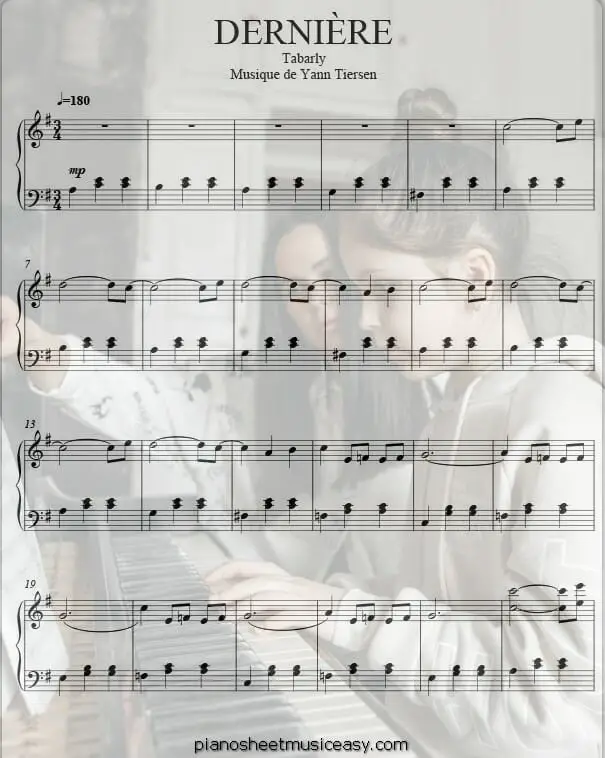 derniere printable free sheet music for piano 