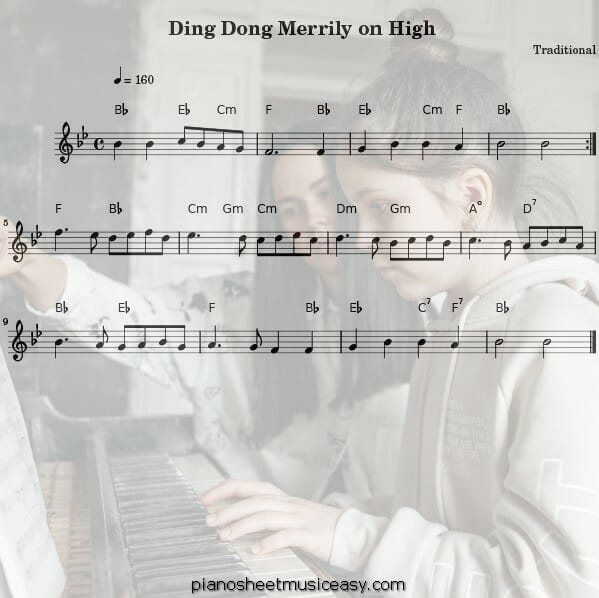 ding dong merrily on high flute printable free sheet music for piano 