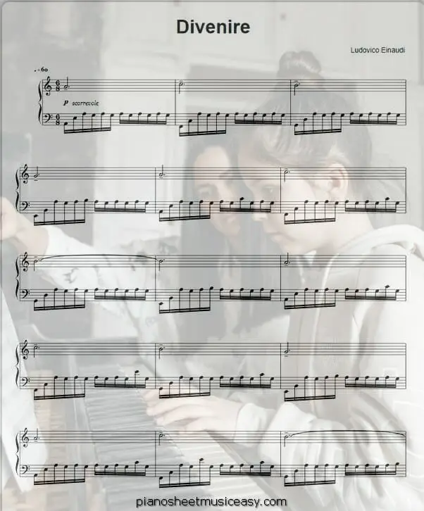 divenire printable free sheet music for piano 