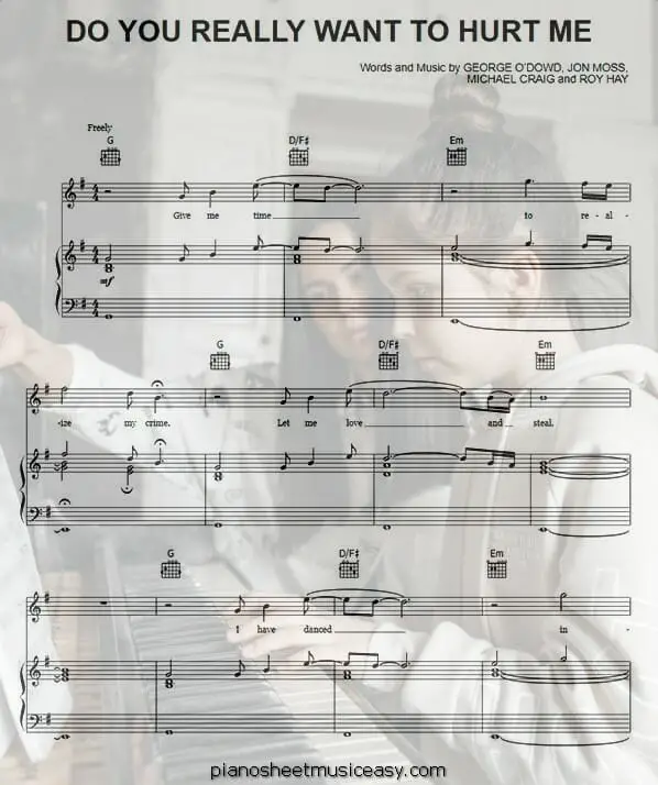 do you really want to hurt me printable free sheet music for piano 