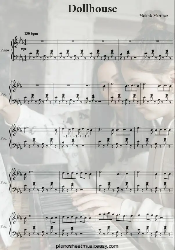 dollhouse printable free sheet music for piano 