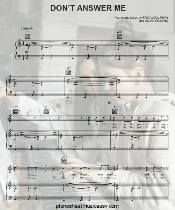 dont answer me printable free sheet music for piano 