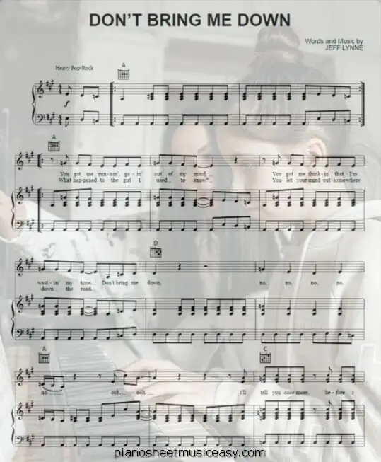 dont bring me down printable free sheet music for piano 