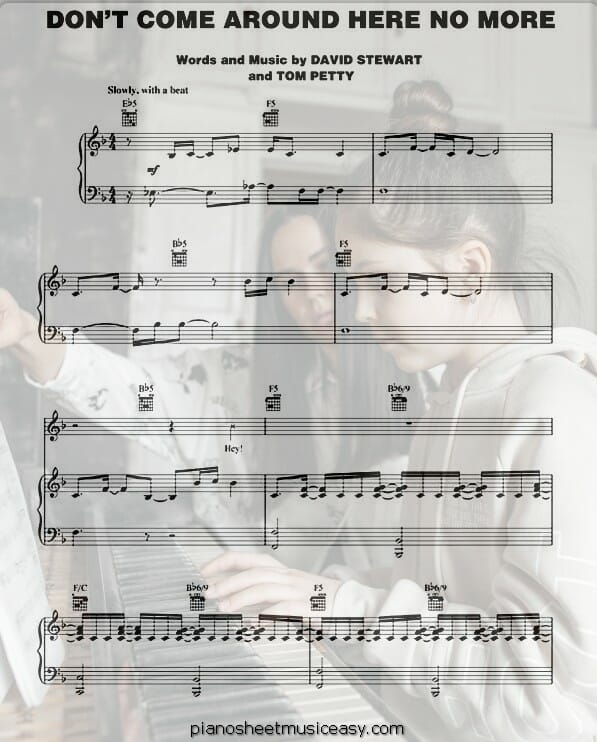 dont come around here no more printable free sheet music for piano 