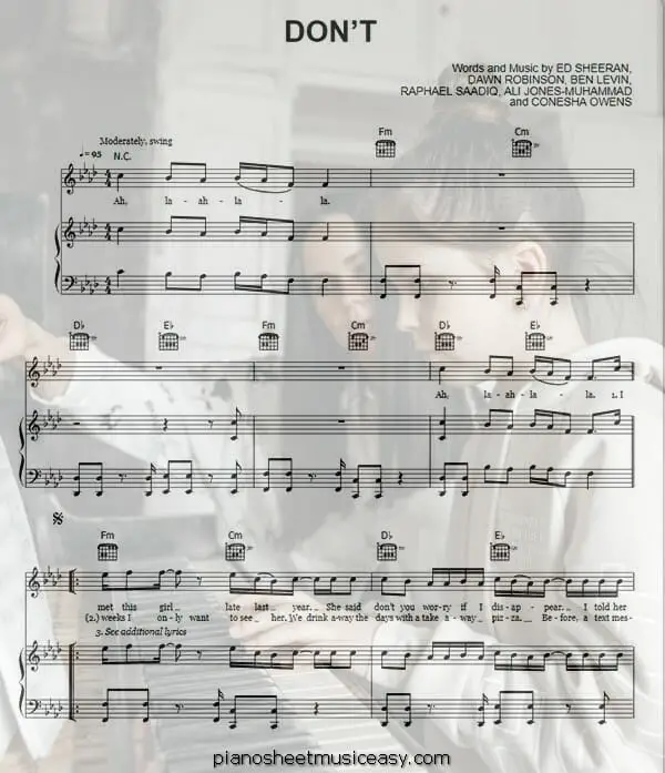 dont ed sheeran printable free sheet music for piano 