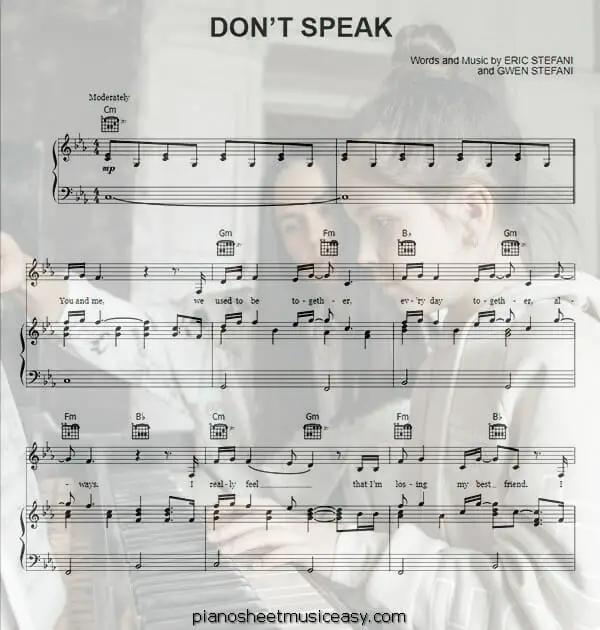 dont speak printable free sheet music for piano 